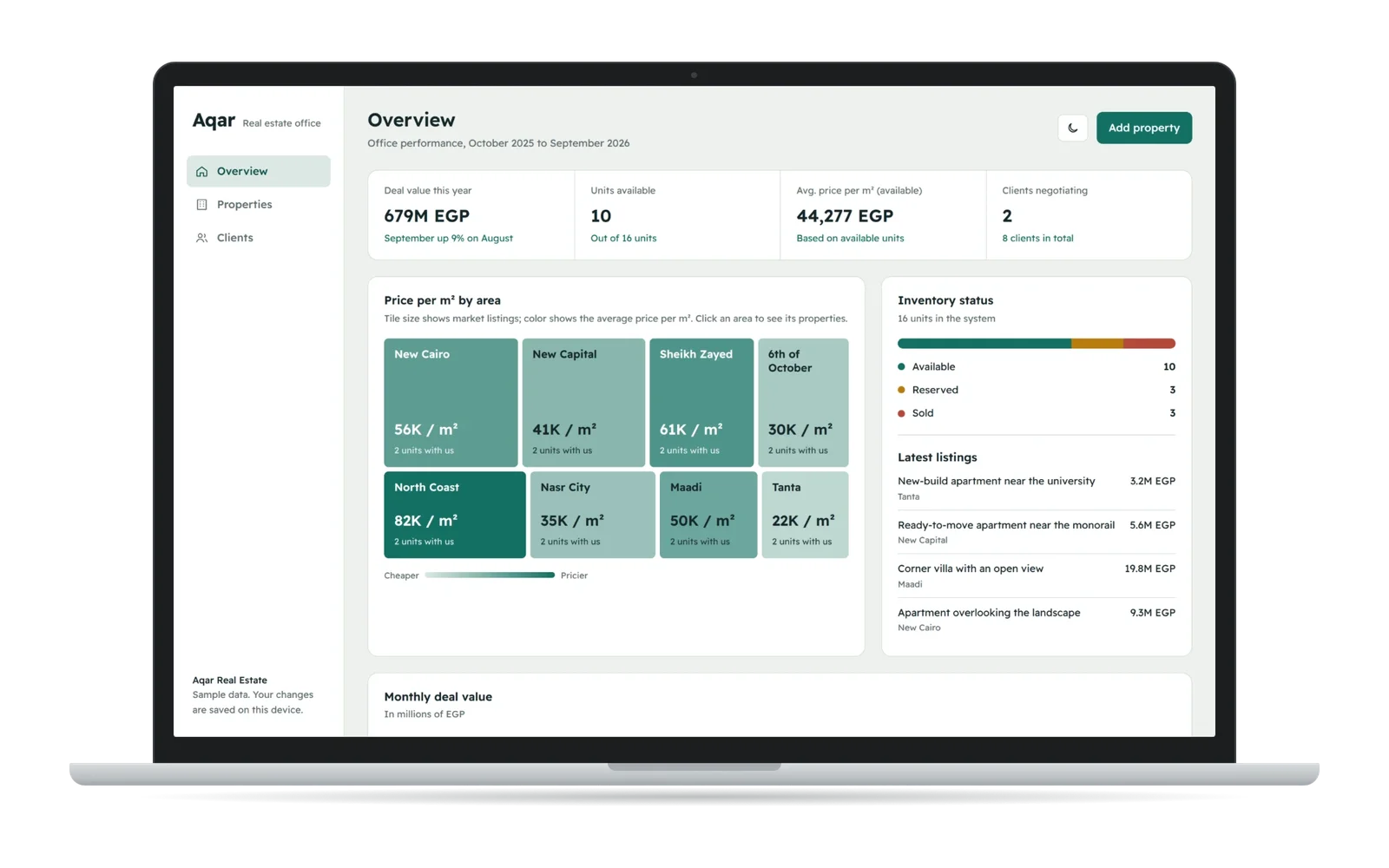 Aqar Pro: A CRM for real estate agencies with AI lead scoring.