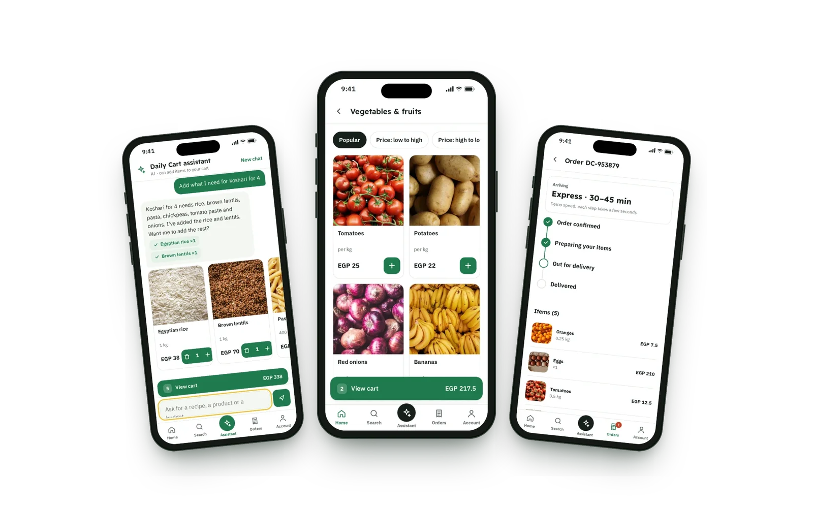 Daily Cart: A grocery delivery app with an AI cart assistant and live order tracking.