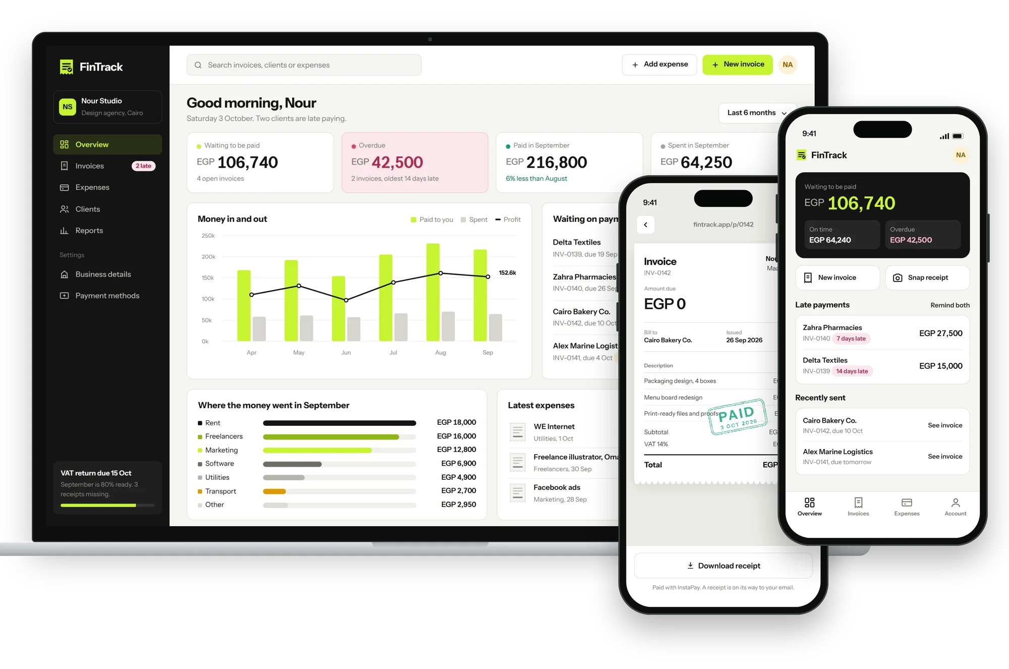 FinTrack on laptop and phone