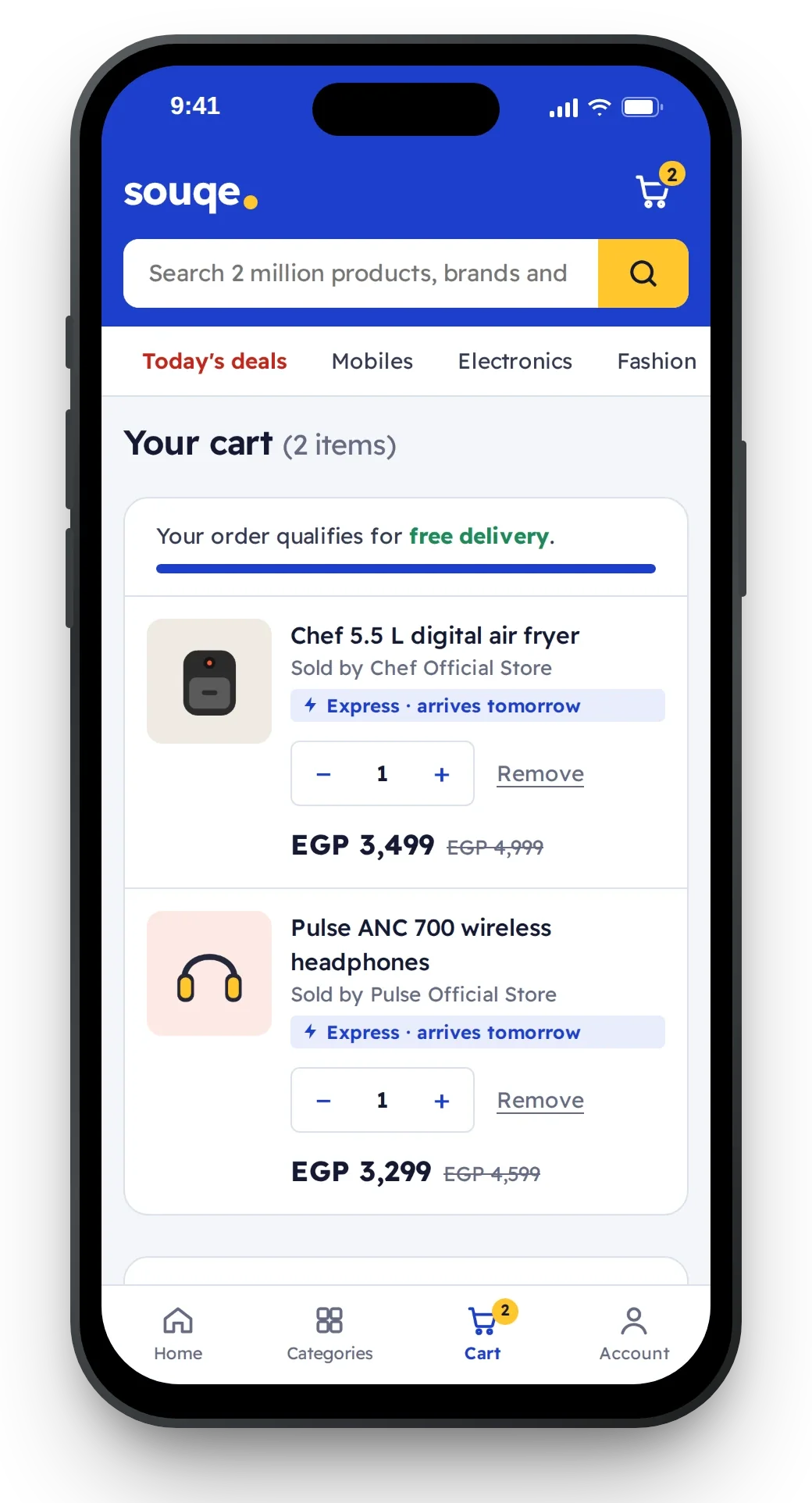 Cart on mobile