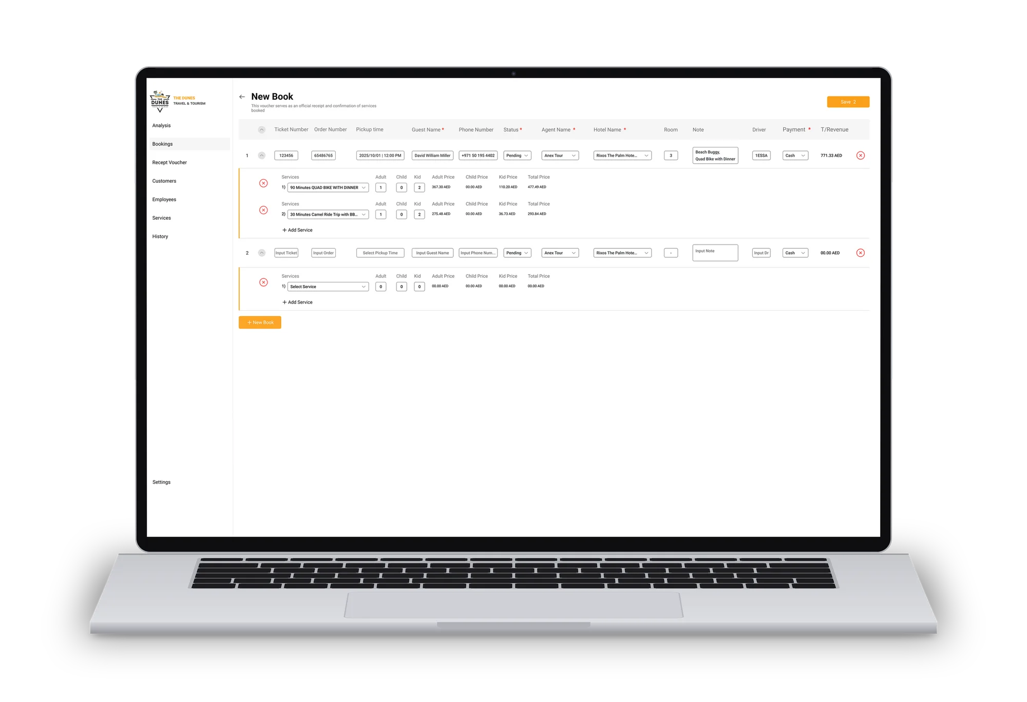 Bulk booking on desktop