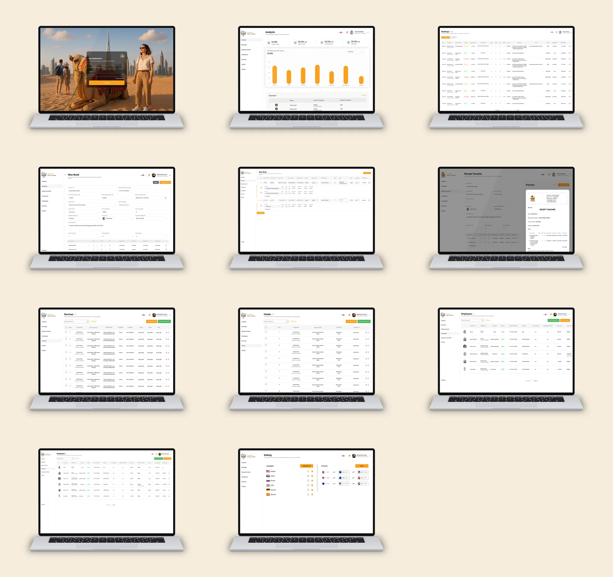 Every screen of the system